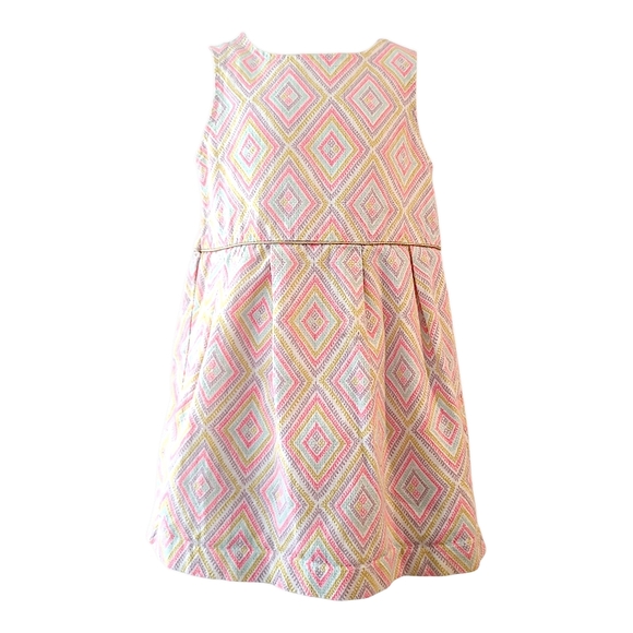 EUC OshKosh A-Line Pink and Orange Diamond Print Lined Sleeveless Dress 3T - Picture 1 of 4